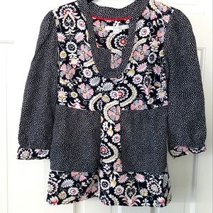 Boden black floral blouse size 2